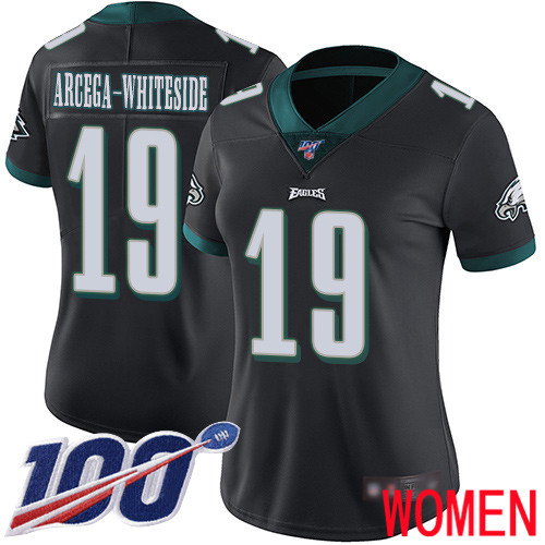 Women Philadelphia Eagles 19 JJ Arcega-Whiteside Black Alternate Vapor Untouchable NFL Jersey Limited 100th